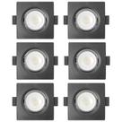 Kit 6 Spot De Led Embutir Slim Mr16 Quadrado 6w Preto Bivolt 6500k Frio