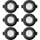 Kit 6 Spot De Led Embutir Slim Mr16 Redondo 6w Preto Bivolt 4100k Neutro