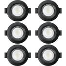 Kit 6 Spot de Led Embutir Slim MR16 Redondo 6W Preto Bivolt