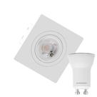 Kit 6 Spot Embutir Quadrado Face Plana Mini Dicroica Mr11 Branco + Lâmpada LED 4w 4000k