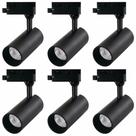 Kit 6 Spot Led Mr16 Para Trilho Eletrificado Preto 110/220v 6500k Frio