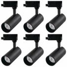 Kit 6 Spot Led MR16 para Trilho Eletrificado Preto 110/220v