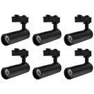Kit 6 Spot Longo Led Mr16 Para Trilho Eletrificado Preto 3000k Quente