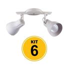 Kit 6 Spot Trilho Octa Plus Branco 2 Lâmpadas Pronto para Instalar Bivolt