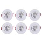 Kit 6 Spots LED Redondo Embutir Teto 3W 6500K Branco Frio