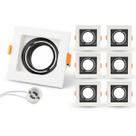Kit 6 Spots Recuado Embutir Led Mr16 Gu10 Quadrado Luminária Teto Sala Quarto Lâmpada Dicroica Cor:Branco