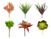 Kit 6 Suculentas Grande Plantas Artificial Verde Decoração Enfeite Casa Jardim