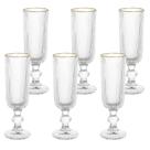 Kit 6 Taça Champanhe Espumante Versalhes Borda Dourada 170ml