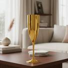 Kit 6 Taça Metalizada Champagne Acrílico Decorativo Festa Dourado 180ml