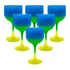 Kit 6 Taças 500ml Cores Degradê Neon Brasil Jogo Para Servir Drinks Gin Caipirinha Sucos Refrigerante Festa Aniversário Churrasco Bar