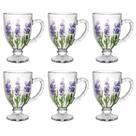 Kit 6 Taças Café Chá Lavanda Lyor Cristal Hand Painting