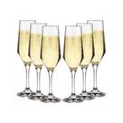 Kit 6 Taças Champagne Cristal Buffet Vidro Liso 186 ml Nadir