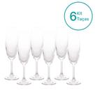 Kit 6 Taças de Champanhe Espumante Cristal Ecológico 220ml Lyor