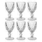 Kit 6 Taças De Vidro 320ml Vitral Luxo Transparente Jogo Para Servir Bebidas Água Drinks Sobremesas Presente