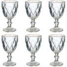Kit 6 Taças de Vidro Transparente 260ml Ideal para Jantar Mesa Posta Ceia Bar Elegante Lapidado Luxo Decoração Cozinha Utensílio Louça