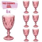 Kit 6 Taças Diamante Copos Vidro Lilás Bico De Jaca 300ml