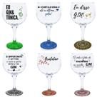 Kit 6 Taças Gin Frases Diversas com Base Decorada - 600ml Kit 6 Taças Gin Frases Diversas com Base Decorada - 600ml