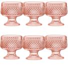 Kit 6 Taças Sobremesa Vidro Rose 250ml Bico de Jaca Wheaton Presente Elegante