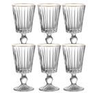Kit 6 Taças Soho Vinho Água em Cristal Ecológico com Borda Dourada 330ml FULLFIT