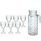 Kit 6 Taças Vitral Verre 320ml e Jarra de Vidro Com Tampa 1L