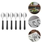 Kit 6 Talheres de Mesa Inox Cabo Plástico Preto Resistentes Cozinha Uso Diário Restaurantes