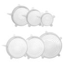 Kit 6 Tampas Silicone Pote Panela Universal Flexível Lavável Branco