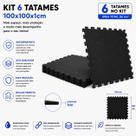 Kit 6 Tatames Tapetes Eva 100x100x1cm 1x1 Metro 10mm Preto Linha Premium com Bordas de Acabamento