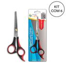 Kit 6 Tesoura P/ Cabelo Desbaste Simple 6 1/2" - 165Mm NYBC