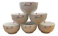 Kit 6 Tigela Bowl Cumbuca 400 Ml Porcelana Branca Amor Sopa Kit 6 Tigela Bowl Cumbuca 400 Ml Porcelana Branca Amor Sopa