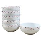 Kit 6 Tigela Bowl Cumbuca Sopa Sorvete 350ml Porcelana Decor Estampa:Poá Vermelho