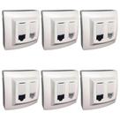 Kit 6 Tomada Sobrepor Rj45 + Rj11 Cat6 Branca Pial 675049 Kit 6 Tomada Sobrepor Rj45 + Rj11 Cat6 Branca Pial 675049