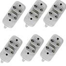 Kit 6 Tomadas Bipolar Barra Dupla Ilumi 1632 10A 250V Cinza Ideal Residencial Comercial Eletricista