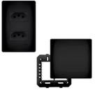 Kit 6 Tomadas Duplas 20a Tripolar + Placa Cega Espelho C/suporte 4x4 Habitat Black - Fame