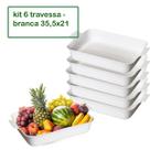 Kit 6 Travessa Saladeira Petisqueira Retangular c/ Alça 35,5X21,5X8,5 CM