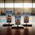 Kit 6 Troféus De Vidro Vôlei Premiação Com Base Em Mdf