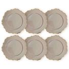 Kit 6 Un Sousplat Bege C/ Dourado Polipropileno 33Cm Rafimex