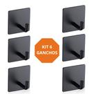 Kit 6 Unidades Ganchos Adesivos De Parede Ferro Organizador Multiuso Preto