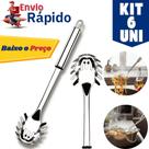 Kit 6 unidades Pegador De Macarrão Massa Inox Grande Utensilio De Cozinha 31,5cm Kit 6 unidades Pegador De Macarrão Massa Inox Grande Utensilio De Cozinha 31,5cm