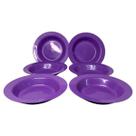 Kit 6 Unidades Pratos Fundos Plástico Redondo 22 cm