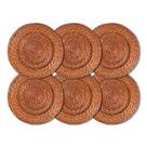 Kit 6 Unidades Sousplat Redondo Marrom Rattan 32Cm Rafimex