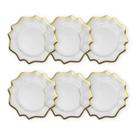 Kit 6 Unidades Sousplat Redondo Transparente Com Borda Vidro 33Cm Rafimex