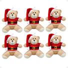 Kit 6 Ursinhos De Pelúcia Com Camiseta Natal Decoração Árvore Presente 20cm Kit 6 Ursinhos De Pelúcia Com Camiseta Natal Decoração Árvore Presente 20cm