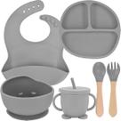 Kit 6 Utensílios De Mesa De Silicone Seguros Para Crianças Introdução Alimentar