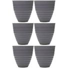 Kit 6 Vasos Cachepot para Flores Plantas 15x7cm Lyor Névoa Cinza Plástico Decoração Jardim Sala