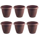 Kit 6 Vasos de Flor Plástico Médio c/Prato 3,2 Litros Moderno Decorativo