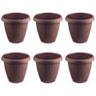 Kit 6 Vasos de Flor Plástico Médio c/Prato 3,2 Litros Moderno Decorativo