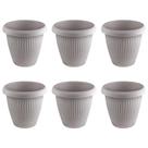 Kit 6 Vasos de Flor Plástico Pequeno c/Prato 1,4 Litros Moderno Decorativo