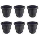 Kit 6 Vasos de Flor Plástico Pequeno c/Prato 1,4 Litros Moderno Decorativo