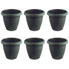 Kit 6 Vasos de Flor Plástico Pequeno c/Prato 1,4 Litros Moderno Decorativo