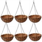 Kit 6 Vasos De Pendurar 25cm Pendente Ferro Fibra Coco